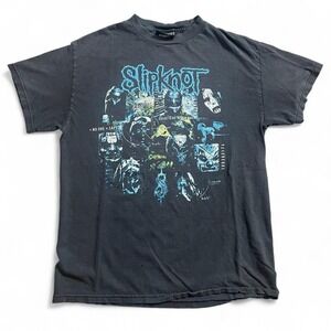 Vintage 2002 Slipknot Faded Black Short Sleeve T-Shirt Size Medium Y2K Metal